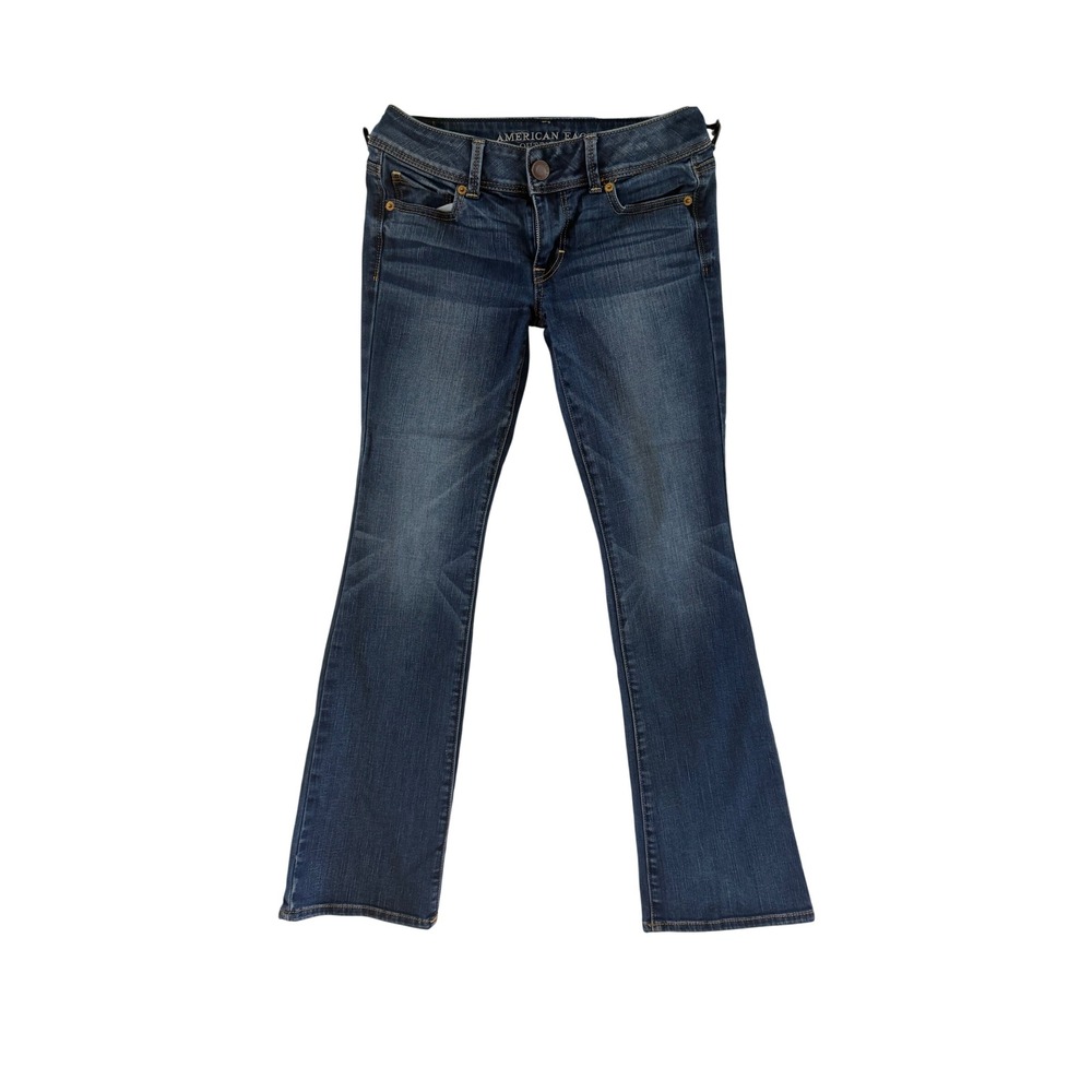 American Eagle Kick Boot Jeans Dark Wash Low Rise Bootcut Size 2 Short